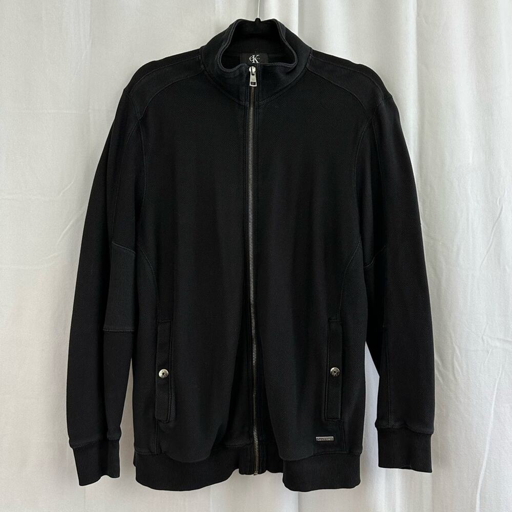 Vintage Calvin Klein Full Zip Up Jacket in Black Mens Size Medium
